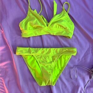 SHEIN Neon Yellow Bikini Set never been worn still new